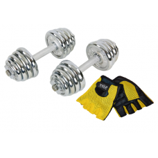 Гантели наборные хром.York 20 кг 2шт + перчатки Гантели наборные хром.York 20 кг 2шт + перчатки