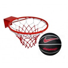 Баскетбольное кольцо SportReal №6 40 cм с мячем Nike Dominate Black №6 Баскетбольное кольцо SportReal №6 40 cм с мячем Nike Dominate Black №6
